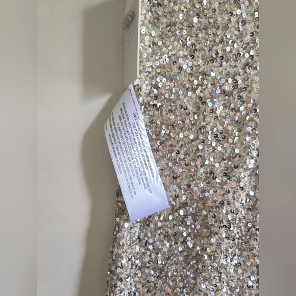 NWT! Mac Duggal, Sleeveless Sequined Midi Sheath Dress, Silver Nude, Size 2 - Picture 9 of 11